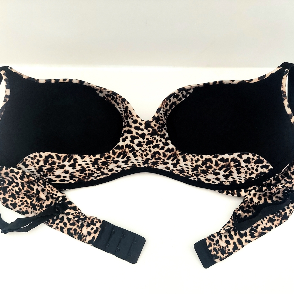 Victoria's Secret Leopard Print Balconet Bra with Black Trim 36C - Picture 2 of 6